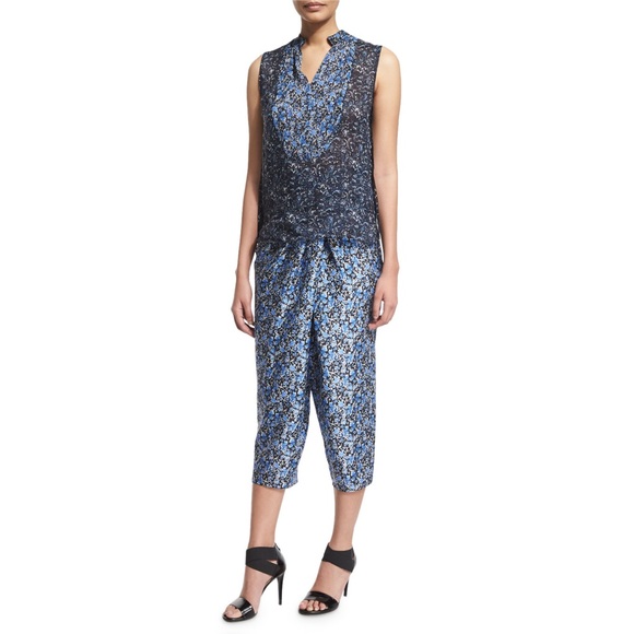 100% Silk! Elie Tahari Jodi Tapered Cropped Silk Pants, Stargazer - Silk - small - Picture 9 of 9